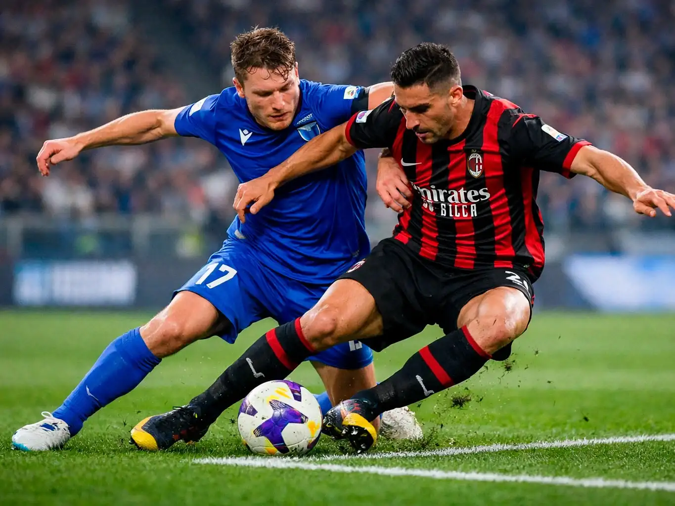 Momento di gioco durante una partita di calcio Serie A