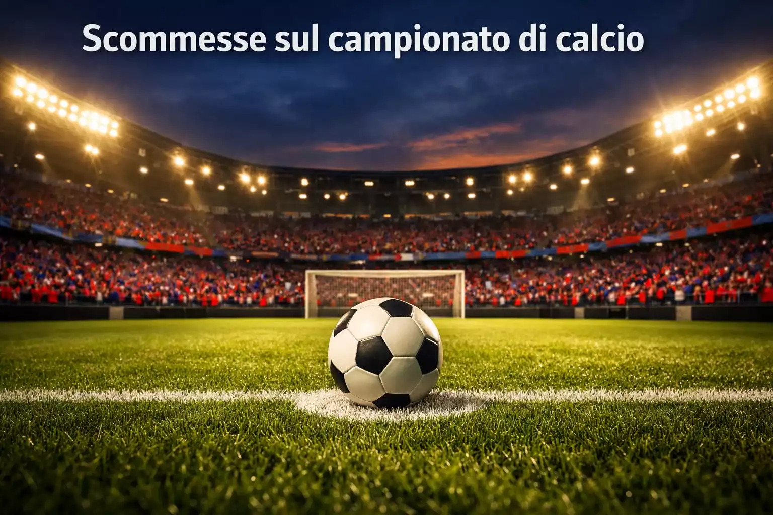 Stadio di calcio italiano illuminato durante una partita serale di Serie A